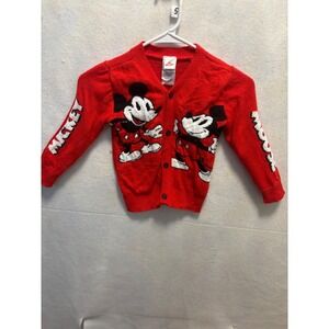 Disney Mickey Mouse Red Kids Cardigan Sweater Size 4T